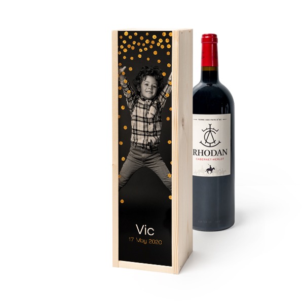 Wijnkist met Rhodan Cabernet-Merlot Wijnkist met Rhodan Cabernet-Merlot