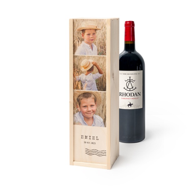 Wijnkist met Rhodan Cabernet-Merlot Wijnkist met Rhodan Cabernet-Merlot