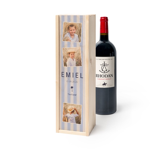 Wijnkist met Rhodan Cabernet-Merlot Wijnkist met Rhodan Cabernet-Merlot