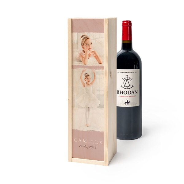 Coffret à vin en bois avec Rhodan Cabernet-Merlot
