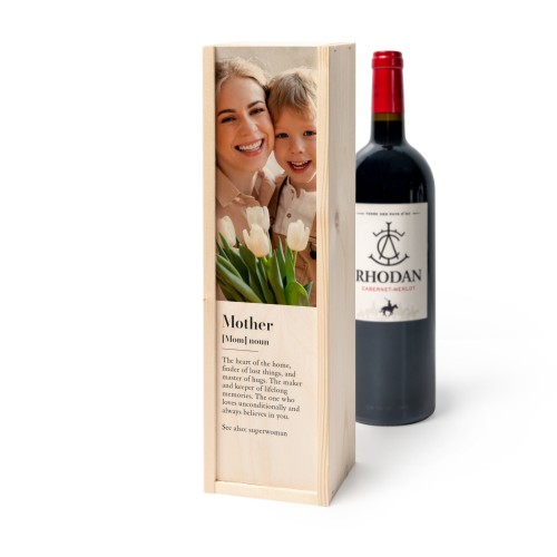 Coffret à vin en bois avec Rhodan Cabernet-Merlot Coffret à vin en bois avec Rhodan Cabernet-Merlot