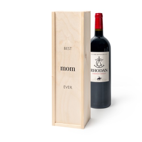 Coffret à vin en bois avec Rhodan Cabernet-Merlot