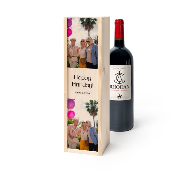 Wijnkist met Rhodan Cabernet-Merlot Wijnkist met Rhodan Cabernet-Merlot
