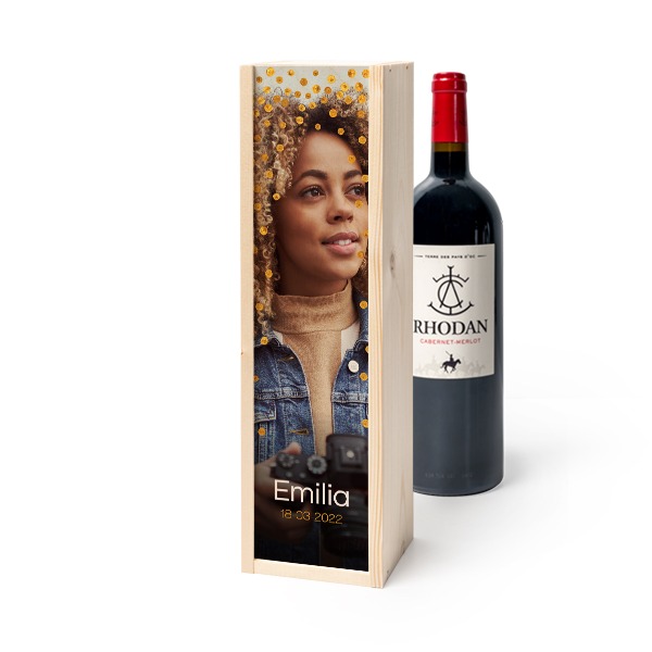 Wijnkist met Rhodan Cabernet-Merlot