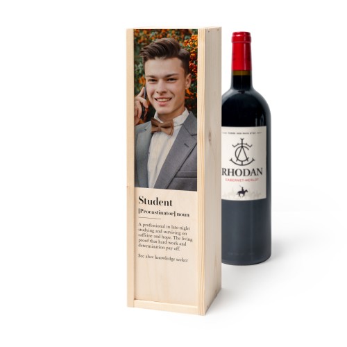 Coffret à vin en bois avec Rhodan Cabernet-Merlot