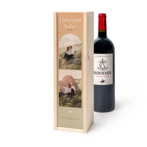 Coffret à vin en bois avec Rhodan Cabernet-Merlot