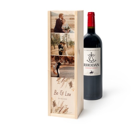 Coffret à vin en bois avec Rhodan Cabernet-Merlot