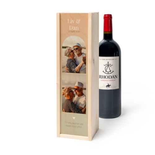 Coffret à vin en bois avec Rhodan Cabernet-Merlot