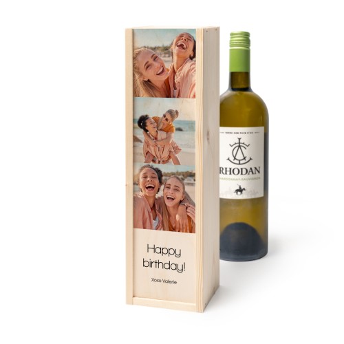 Coffret à vin en bois avec Rhodan Chardonnay-Roussanne