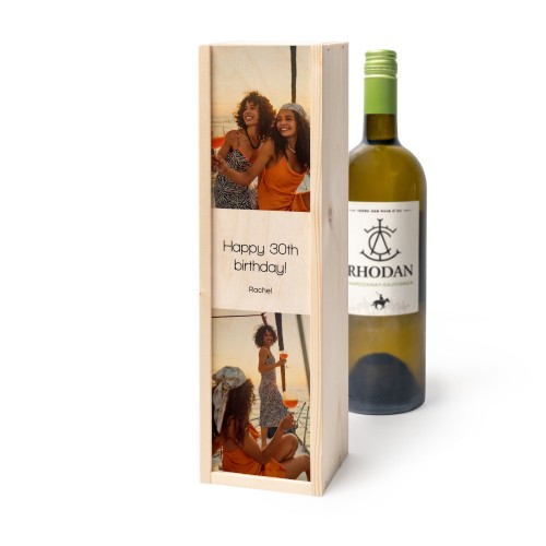 Coffret à vin en bois avec Rhodan Chardonnay-Roussanne