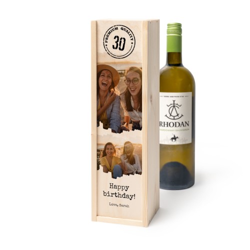 Coffret à vin en bois avec Rhodan Chardonnay-Roussanne