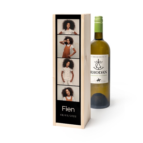 Coffret à vin en bois avec Rhodan Chardonnay-Roussanne