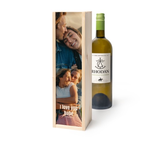 Coffret à vin en bois avec Rhodan Chardonnay-Roussanne