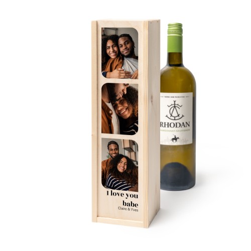 Coffret à vin en bois avec Rhodan Chardonnay-Roussanne