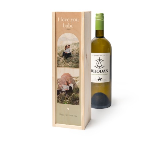 Coffret à vin en bois avec Rhodan Chardonnay-Roussanne