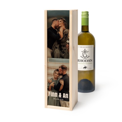 Coffret à vin en bois avec Rhodan Chardonnay-Roussanne