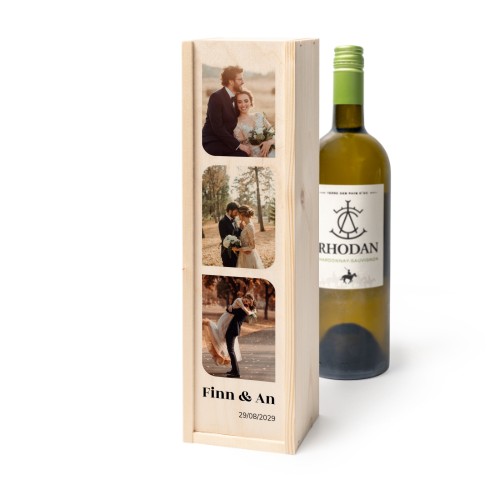 Coffret à vin en bois avec Rhodan Chardonnay-Roussanne