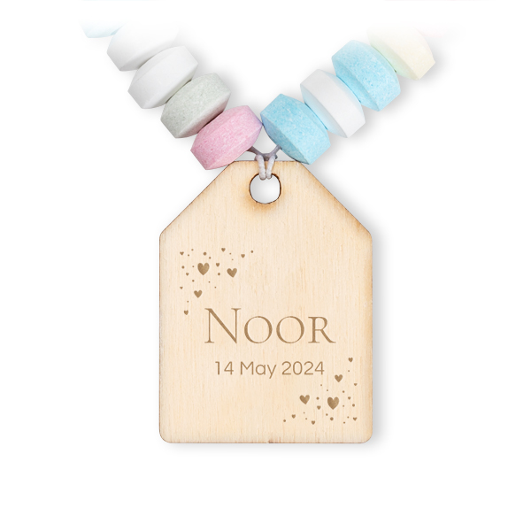 Snoeparmband met gegraveerde houten label - set van 12 