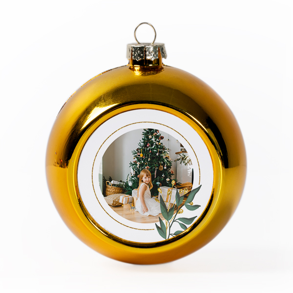 Weihnachtskugeln mit Foto personalisiert, Gold (2er Set)