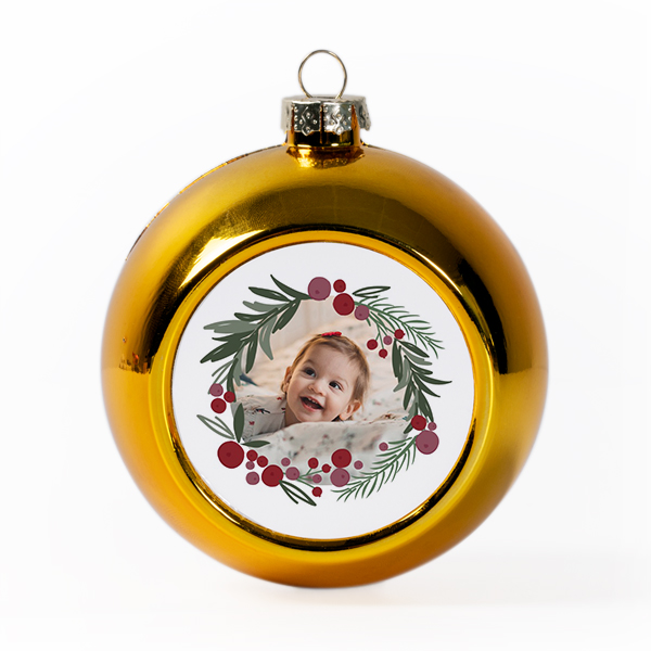 Weihnachtskugeln mit Foto personalisiert, Gold (2er Set)