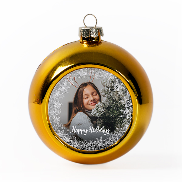 Weihnachtskugeln mit Foto personalisiert, Gold (2er Set)