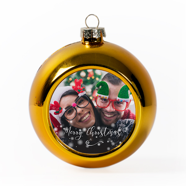 Weihnachtskugeln mit Foto personalisiert, Gold (2er Set)