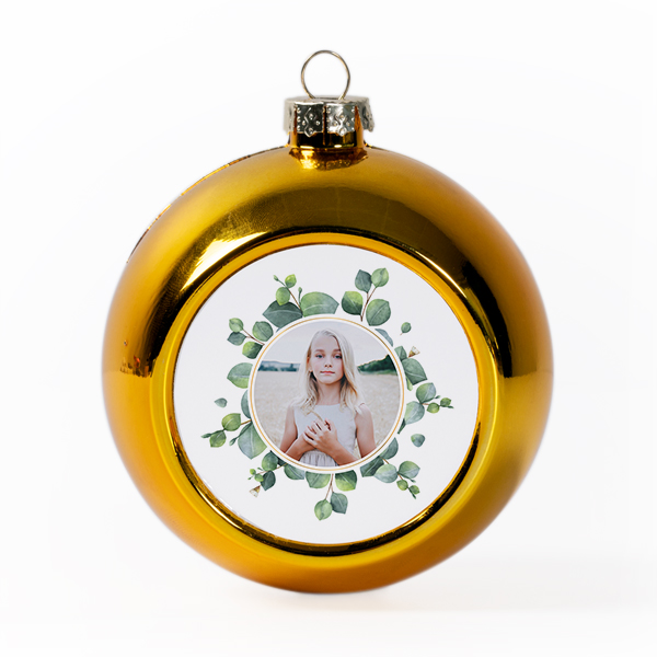 Weihnachtskugeln mit Foto personalisiert, Gold (2er Set)