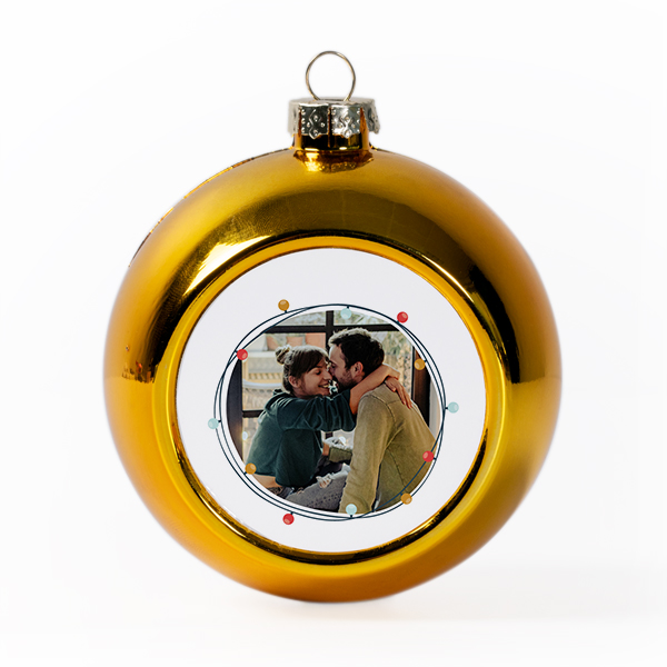 Weihnachtskugeln mit Foto personalisiert, Gold (2er Set)