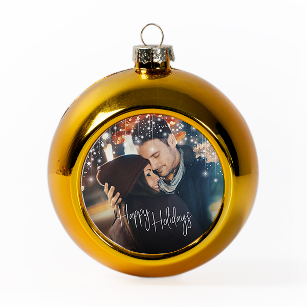 Weihnachtskugeln mit Foto personalisiert, Gold (2er Set)