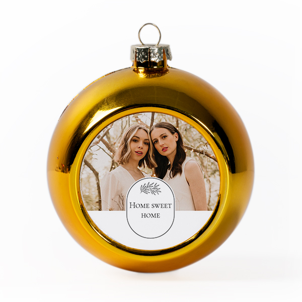 Weihnachtskugeln mit Foto personalisiert, Gold (2er Set)