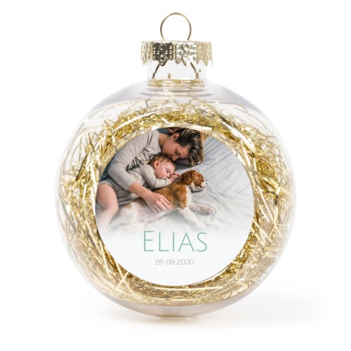 Christmas bauble clear plastic gold tinsels - set of 2