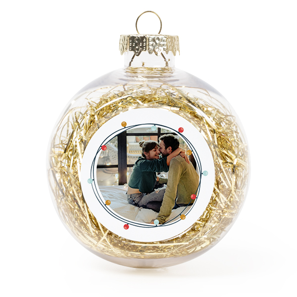 Boules de Noël avec guirlandes dorées - Lot de 2
