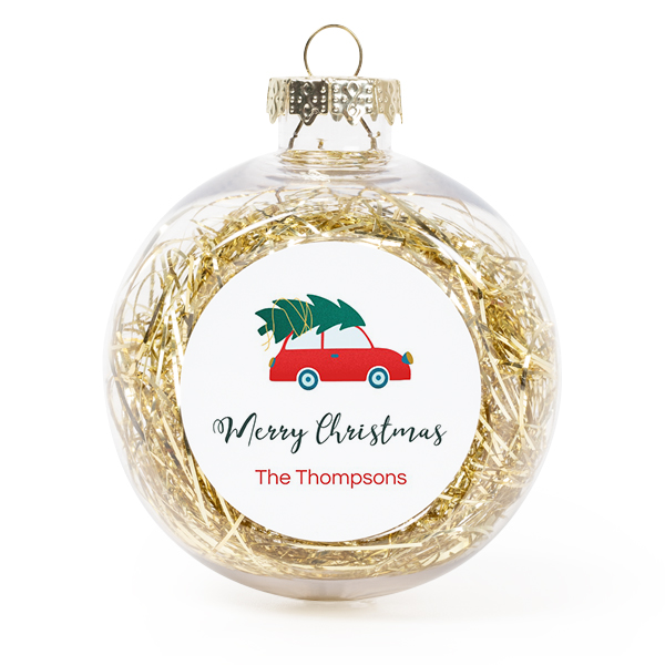 Christmas bauble clear plastic gold tinsels - set of 2 Christmas bauble clear plastic gold tinsels - set of 2