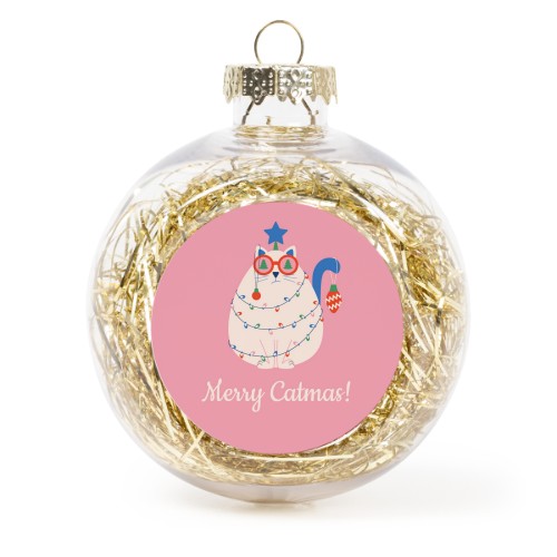 Set Weihnachtskugeln personalisiert mit Foto - 2 Stk. (Transparent, Lametta Gold)