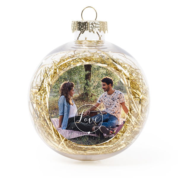Julgranskulor med glitter Guld - 2 st Julgranskulor med glitter Guld - 2 st