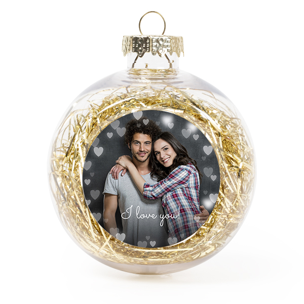 Julgranskulor med glitter Guld - 2 st Julgranskulor med glitter Guld - 2 st