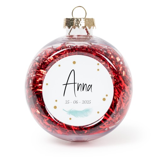 Christmas bauble clear plastic red tinsels - set of 2