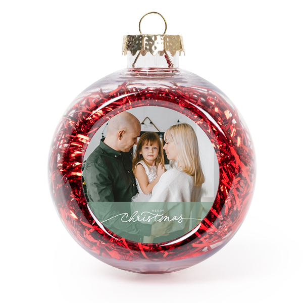 Christmas bauble clear plastic red tinsels - set of 2 Christmas bauble clear plastic red tinsels - set of 2