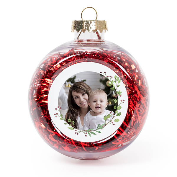 Christmas bauble clear plastic red tinsels - set of 2 Christmas bauble clear plastic red tinsels - set of 2