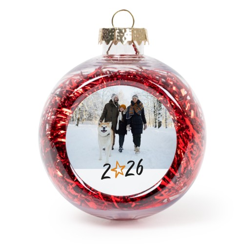 Christmas bauble clear plastic red tinsels - set of 2