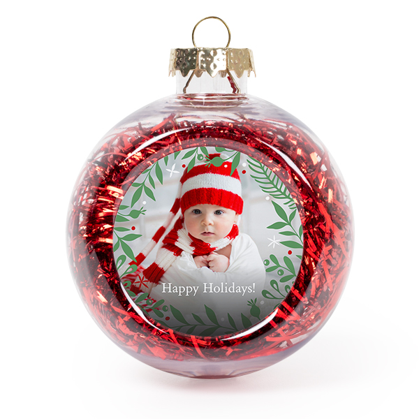 Julgranskulor med glitter Röd - 2 st