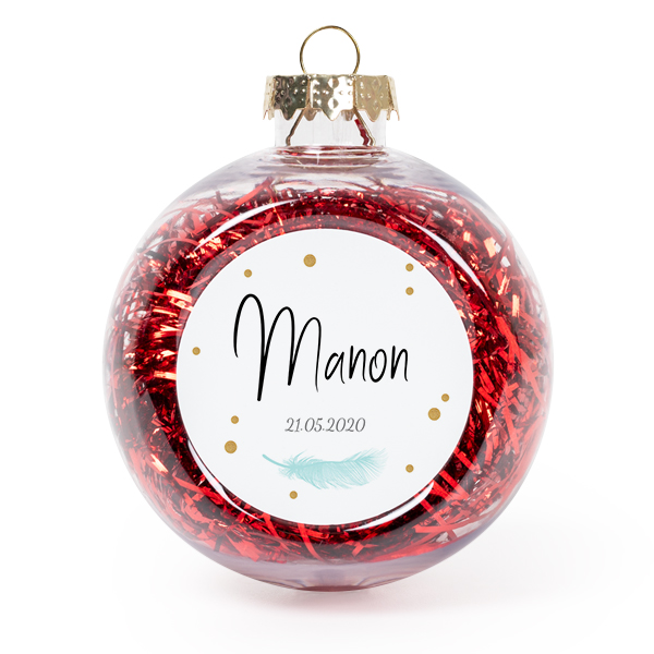 Julgranskulor med glitter Röd - 2 st