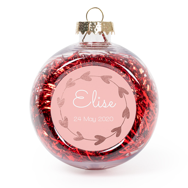 Set Weihnachtskugeln personalisiert mit Foto - 2 Stk. (Transparent, Lametta Rot) Set Weihnachtskugeln personalisiert mit Foto - 2 Stk. (Transparent, Lametta Rot)