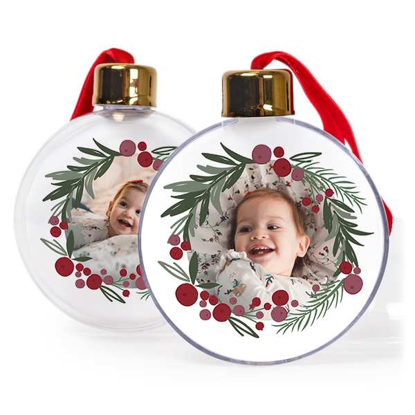 Christmas bauble clear plastic -  set of 2