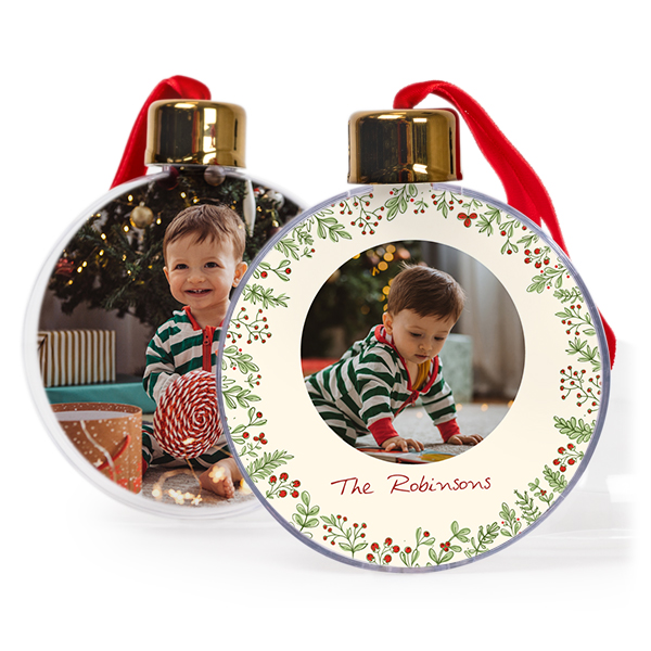 Christmas bauble clear plastic -  set of 2