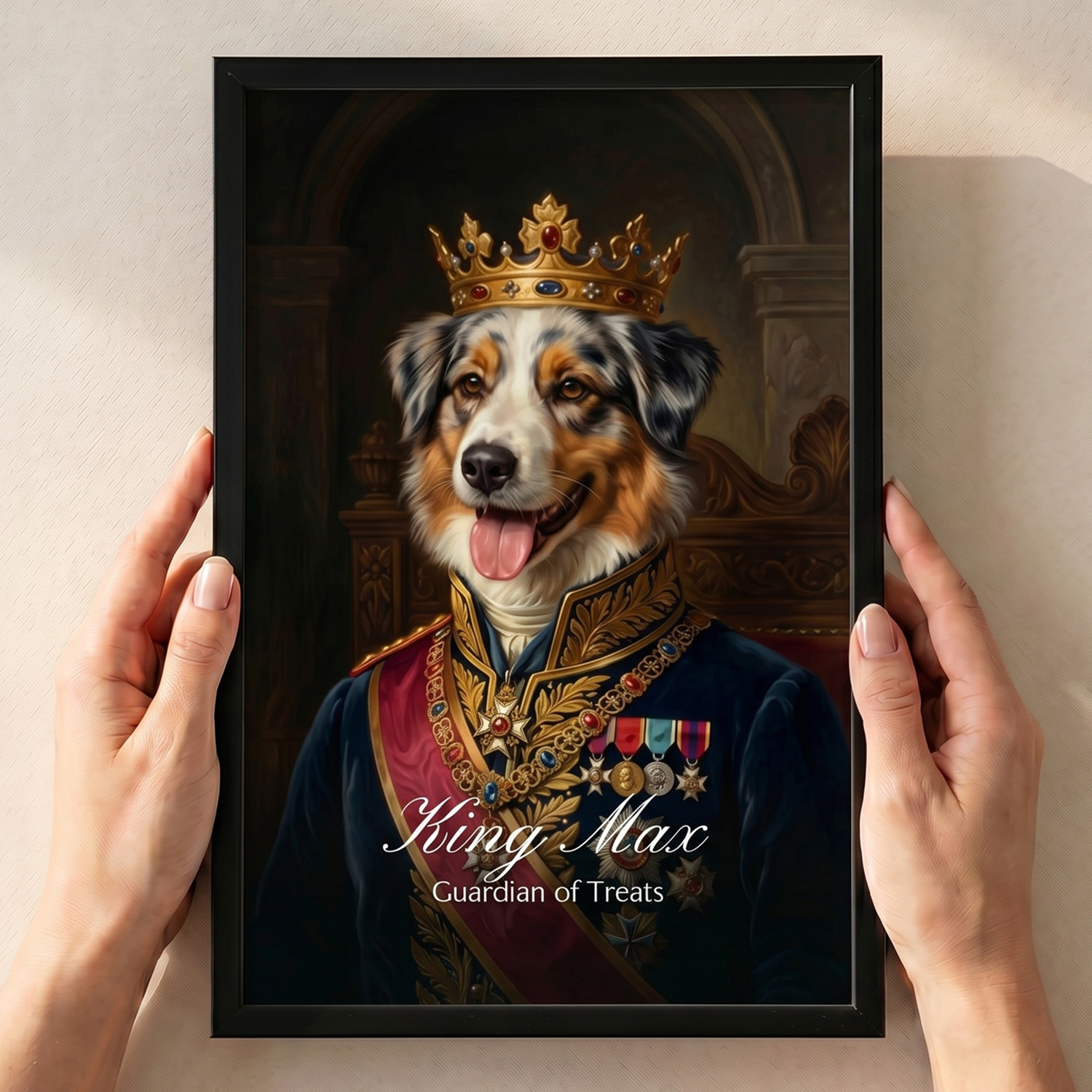 smartphoto Kungligt AI-husdjursporträtt - svart ram - 30x45