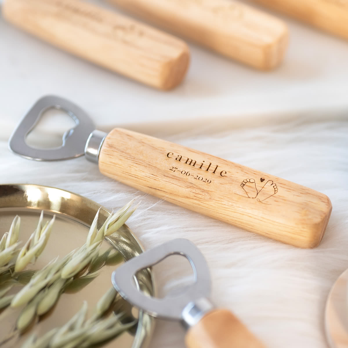 smartphoto Oplukker i træ med gravering, 12 stk.