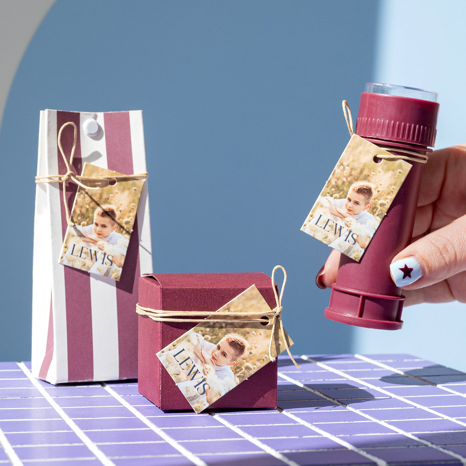 smartphoto Festfavør Bourgogne med rektangulære etiketter - 18 stykker