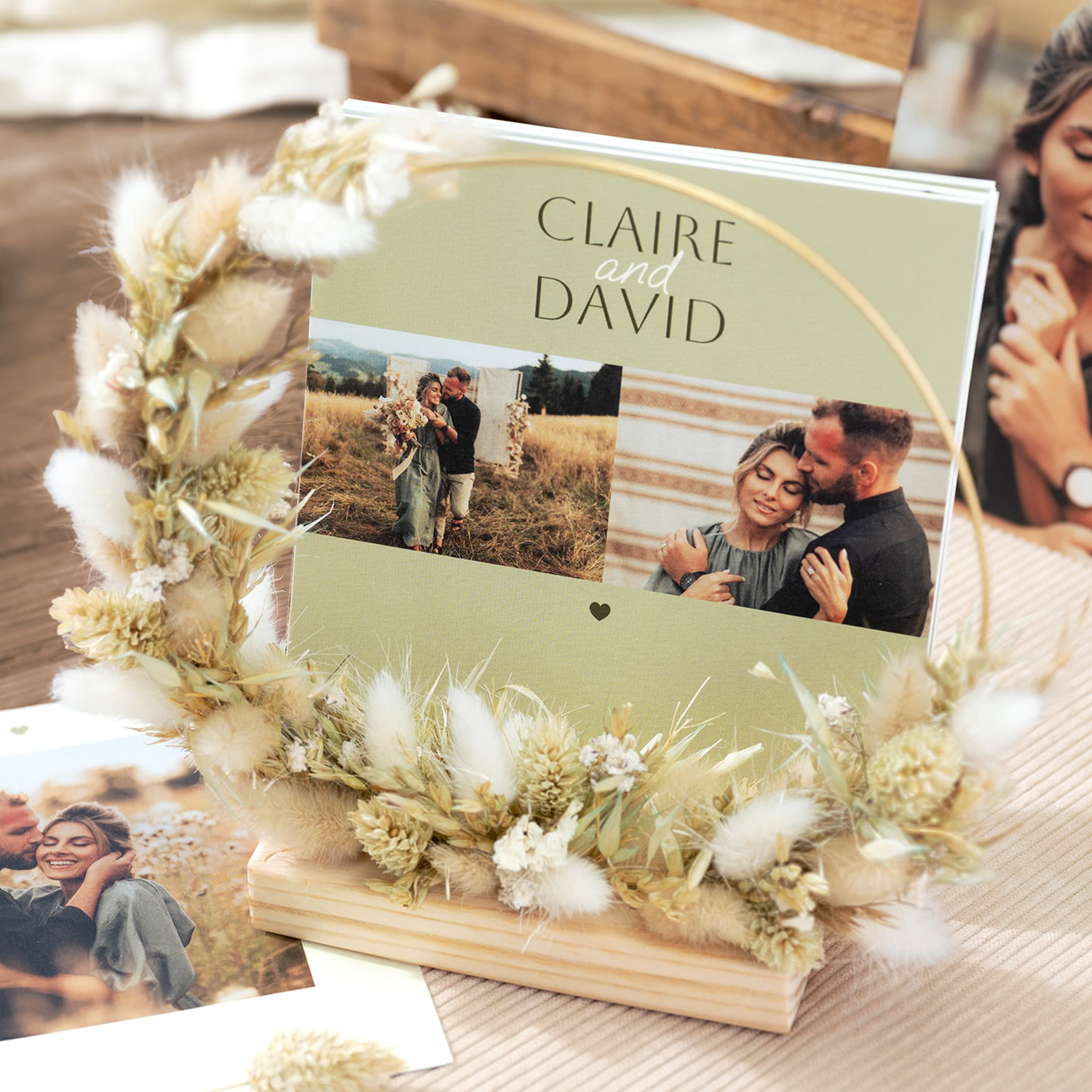 smartphoto Tørret blomsterkrans beige med 13 fotokort