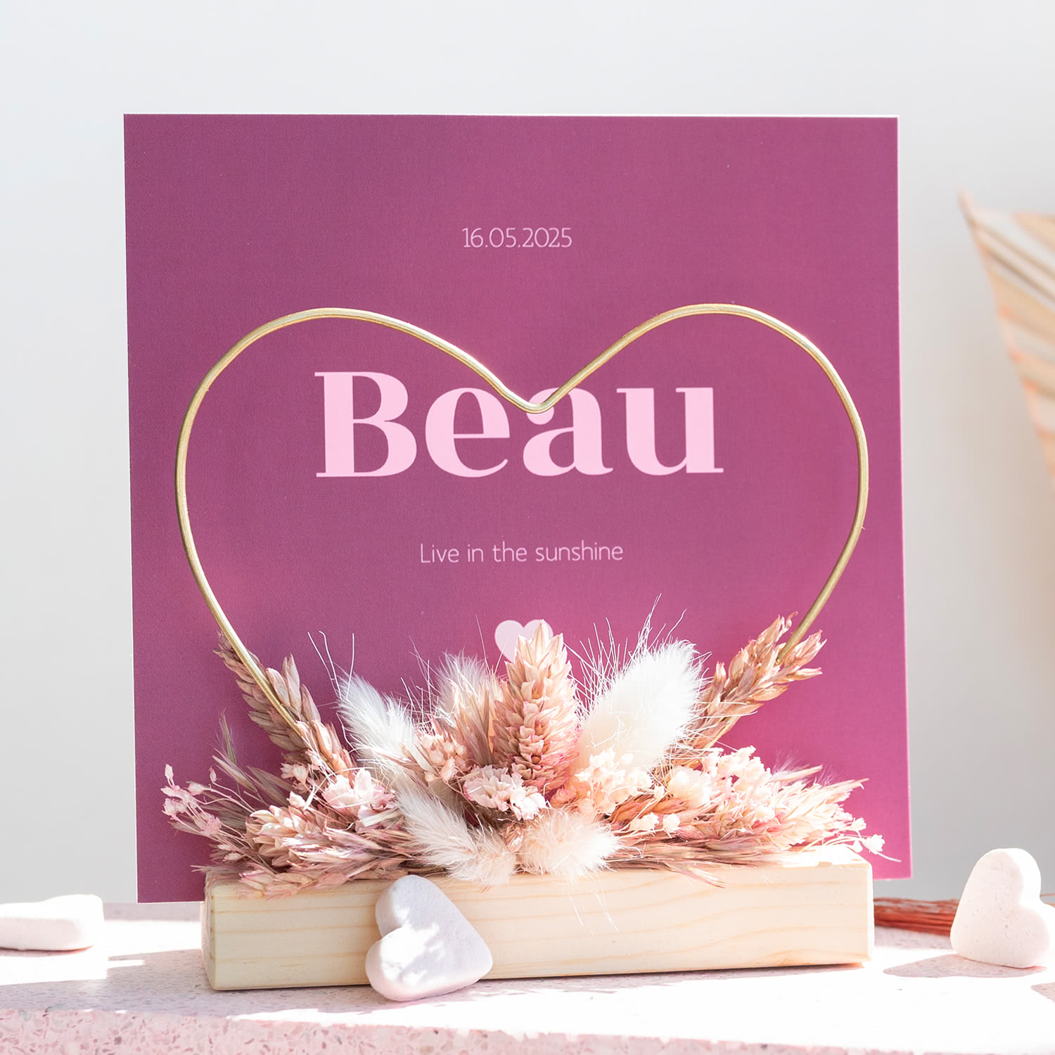 smartphoto Hjerte og tørrede blomster med 1 fotokort